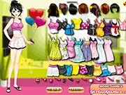 Pajamas Party Dressup free online game screenshot, character wearing stylish pajamas and accessories
