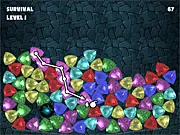 Gem Matching 3D gameplay screenshot showing a line connecting multiple blue gems on a puzzle board