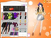 A dressed-up character representing K-pop star IU, surrounded by cute accessories and fruit-themed fashion items from the IU You and I free online game.