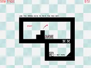 Gameplay image of Crimson Momentum, a retro skill game with a small red dot navigating a level, featuring puzzle and platforming elements.