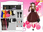 New Year's Eve Party Dress Up game screenshot; a young woman standing in a sparkly gown and accessories, ready for a New Year's Eve party