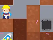 Dug'n free online game screenshot showing a mining character digging through dirt and blocks with an air meter visible on PlayArcadeHub