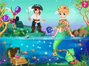 Magical Mermaid free online dress-up game image showing the mermaid princess in a beautiful gown after her transformation on PlayArcadeHub