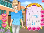 Cinderella College Girl dress up game screenshot, helping the princess choose a trendy college outfit, play free