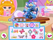 A decorated baby princess backpack and a handbag on a colorful background, showcasing the customization options in the Baby Princess Disney Bag Designer free online game.