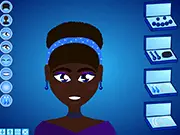 Blue Makeover free online dress up game, styling a character in all blue clothes and makeup