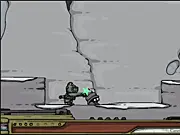 Heart of Ice free online platformer game screenshot showing a hero fighting an enemy in a vast, snow-covered, icy kingdom environment on PlayArcadeHub