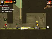 Rogue Buddies 2 game key art featuring mercenary Maximus with a gun, in an explosive 2D action platformer scene.