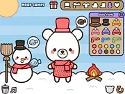 Play Popo's Dressup free online game, dressing up Popo the polar bear in warm winter clothes and colorful patterns
