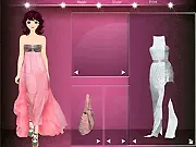 Spring Dress Studio free online dress-up game featuring a model in a unique, custom-designed spring gown