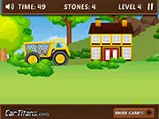 Stone Transporter free online game screenshot - heavy truck carrying stones on a bumpy road
