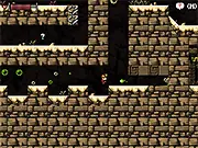 Screenshot of the Cave Blaster free online action shooter game showing miner Chuck in a cave blasting enemies with a weapon