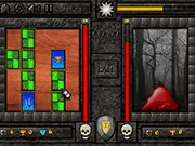 Screenshot of the Brightrock Legend online RPG game showing a hero fighting a fiendish creature using a match-3 puzzle board interface.