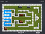 Play Flood City Defense free online game, build flood bank with spacebar, save the city strategy game, online game on PlayArcadeHub.