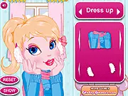 Winter Hair Studio free game screenshot, girl receiving a trendy haircut and color makeover, salon styling game online