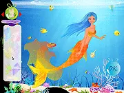 Legend of Mermaid Dress Up free online game, showing a beautiful mermaid with a vibrant tail and fins