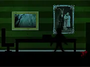 The Shovel game screenshot; a dimly lit, possibly outdoor, scene featuring a simple shovel and several small, clickable objects scattered on the ground, hinting at a dark story.