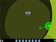 Screenshot of The Labrynth game showing a small flying craft navigating a narrow, twisting maze of dark walls, ready to flip the level