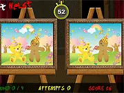 Art Heist find the difference game screenshot, two cute cartoon pictures placed side-by-side with subtle differences to be spotted