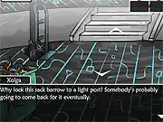 Xolga and Mr. Toko - Episode 7 free adventure game screenshot featuring Xolga in future Reton with Teddy and Landon