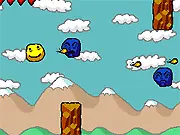 Play Colon Right Parentheses free online, one-button horizontal shooter game featuring a happy face emoji
