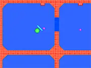 Screenshot of In Mali Sommi, a free online puzzle game, showing a bullet path deflecting off a wall to hit a target