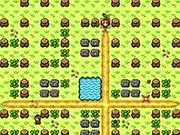 Screenshot of the MegaBomber free online game showing the player character planting an explosive next to a destructible block in a maze.