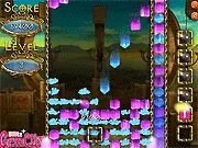 Blitz GemClix free online puzzle game screenshot, matching groups of colored gems, fast-paced clicker game