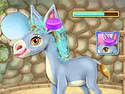 Donkey Horse Caring free online game showing a cute donkey being groomed and bathed
