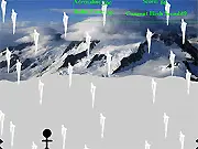 Avalanche: Bullet Time game screenshot, character dodging multiple sharp icicles falling from the top of the screen, play free online dodge game