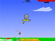 Stickinator free online shooting game screenshot, stickman targets being shot, fast-paced arcade shooter with different ammo