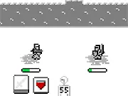 Gameplay screenshot of Clashman! showing the fighter character standing in an arena with 'Battle' and 'Shop' options