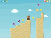 Purbalds free online platformer game screenshot showing the cute monster character jumping to collect stars on a colorful platform level.