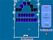 Screenshot of Blox Shooter game showing a projectile about to hit a formation of colored blocks with visible bounce lines.