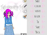 Screenshot of KH School Dress Up, a free online fashion game, showing a character model ready to be dressed up with various school outfits and accessories