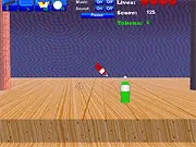Gameplay screenshot of Soda Shooter Olympics showing a bottle target shooting challenge, play free online arcade game