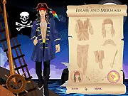 Pirate and Mermaid Dressup free online fashion game screenshot showing a pirate and a mermaid being styled