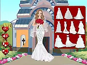 The bride in a gorgeous white bridal gown and veil ready for her Church Wedding Dressup