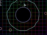 Orbit Plus free arcade space shooter game with vector graphics, explosions, and a rainbow color palette