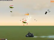 The free online naval shooter game Cruiser Flash, showing a cruiser ship firing weapons at a large enemy Boss vessel on the sea