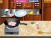 Play Chicken Burrito free online cooking game, showing the step-by-step preparation of wrapping a savory burrito.