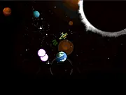 Spaceship shooting asteroids and enemy units while rescuing an astronaut in the free online game Asteroids & Astronauts