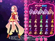 Screenshot of the LoliRock Carissa Dress Up game showing the character Carissa in a bright, stylish outfit with her signature hairstyle