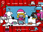 Screenshot of Winter Vacation Dress Up online showing a character wearing stylish winter clothes, free holiday fashion game
