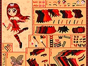 The Blood Fairy dress up game featuring a fantasy character with red and black gothic attire and large wings, available to play free online