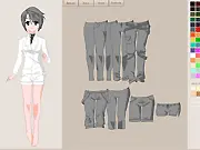 Screenshot of Another Doll Maker game interface showing various options for customizing a doll's appearance, clothes, and features, play free online.