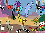 Screenshot of Road Runner Dress Up game showing the character wearing customized, funny clothes and accessories, free online cartoon styling game.