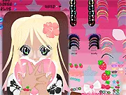 The title screen for Ganguro Make-Up, showing a stylized Japanese woman with the signature deep tan, blonde hair, and contrasting white eyeshadow of the Ganguro fashion trend.