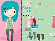 Free online fashion game screenshot of Cerena's Wardrobe, showing a girl trying on simple, elegant clothing items