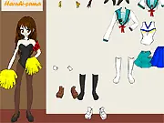 Haruhi Suzumiya Dress Up free online game, screenshot of the anime character being styled, play free dress-up game for anime fans.